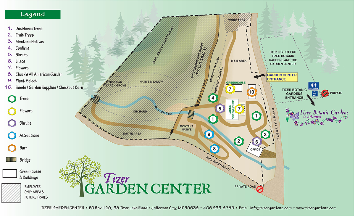 Tizer Gardens Nursery Map